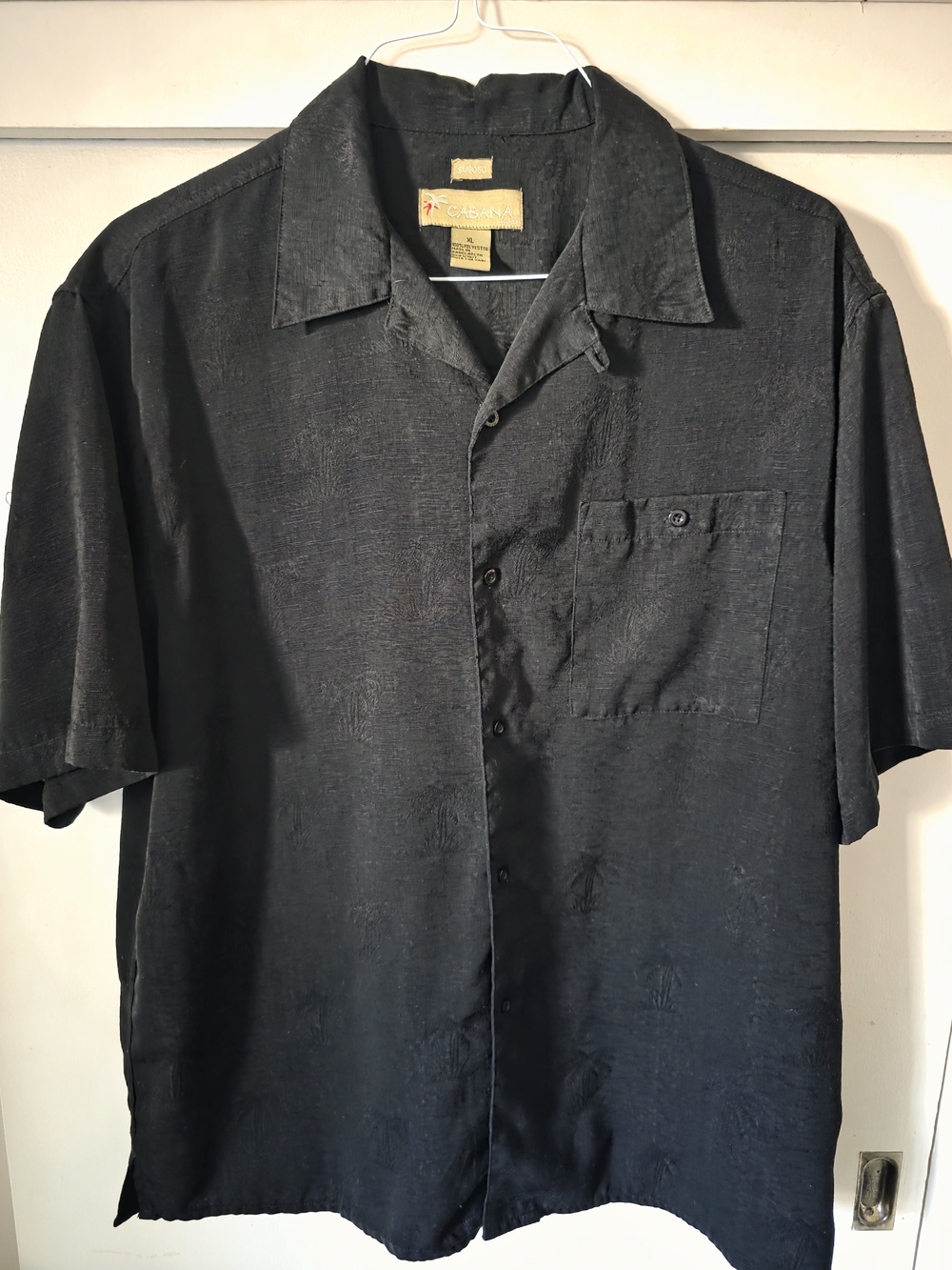 Casual Black Short-Sleeve Button-Down Shirt by Cabana
